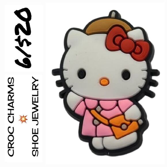 😺 Hello Kitty 🌟 Croc Charms Jibbitz Shoe Jewelry ✨️ Red Bow 🎀  Hat Coat Purse - Picture 1 of 4